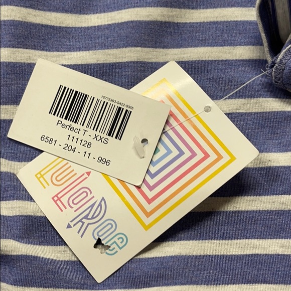 LuLaRoe New XXS Blue & White Striped Perfect T-Shirt NWT - Picture 7 of 8